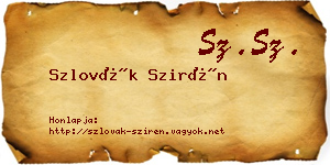 Szlovák Szirén névjegykártya